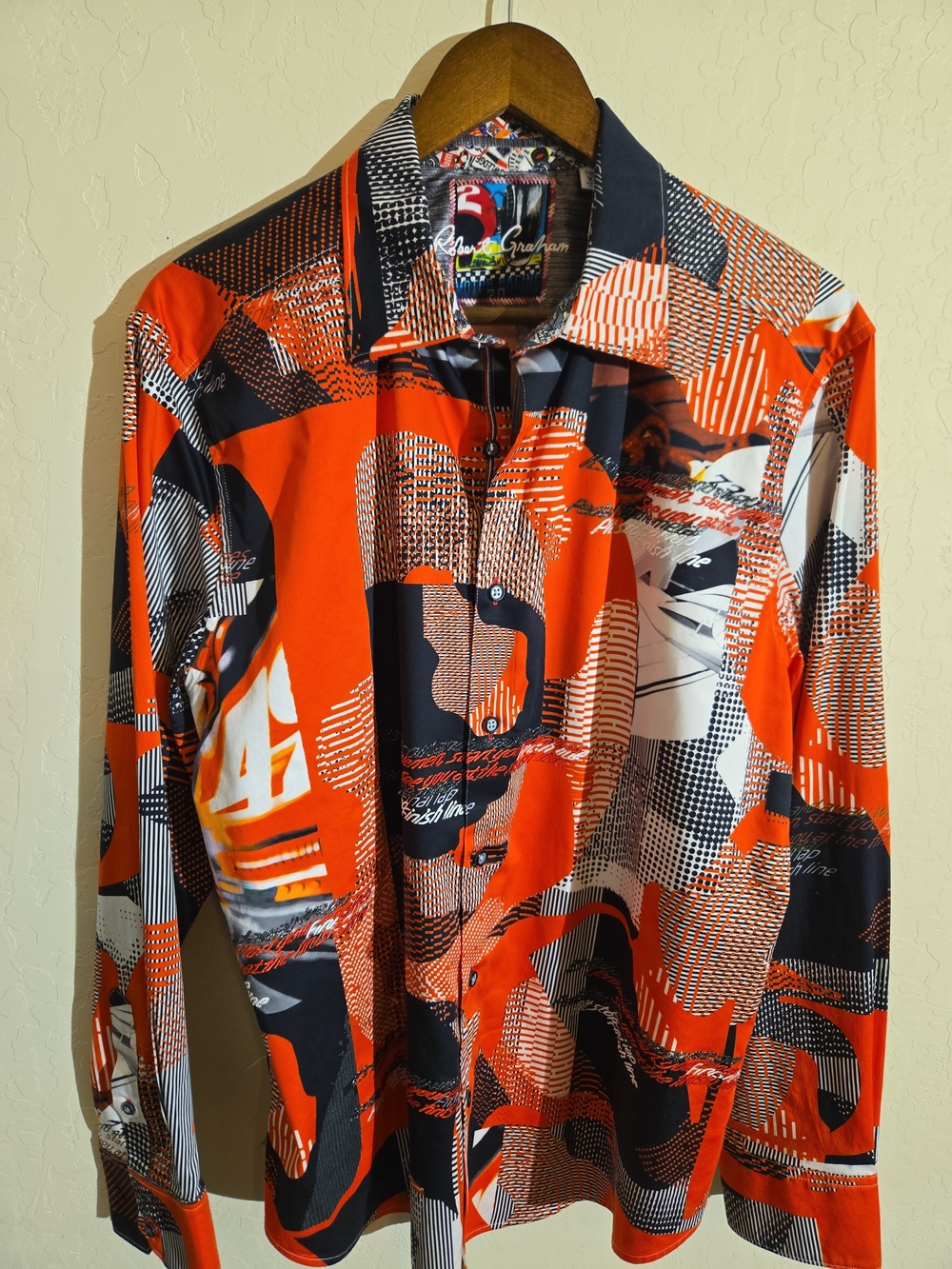 Robert Graham Red, Black & White Abstract Graphic Button-Down Shirt